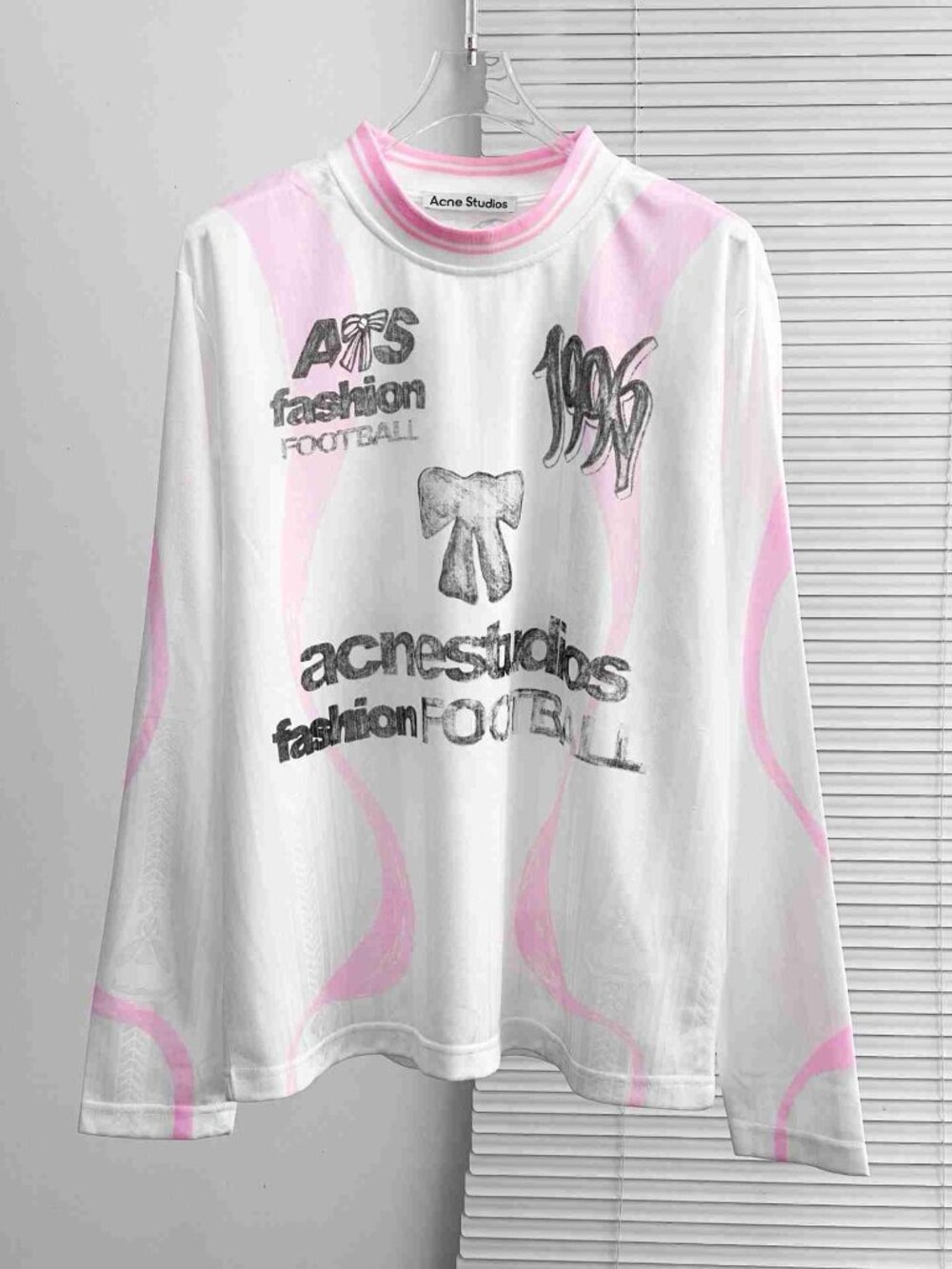 Acne Studios White Pink Sport 1996 Football Jersey Long Sleeve Top